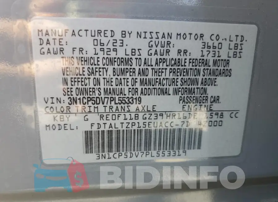 3N1CP5DV7PL553319 Photo# 12