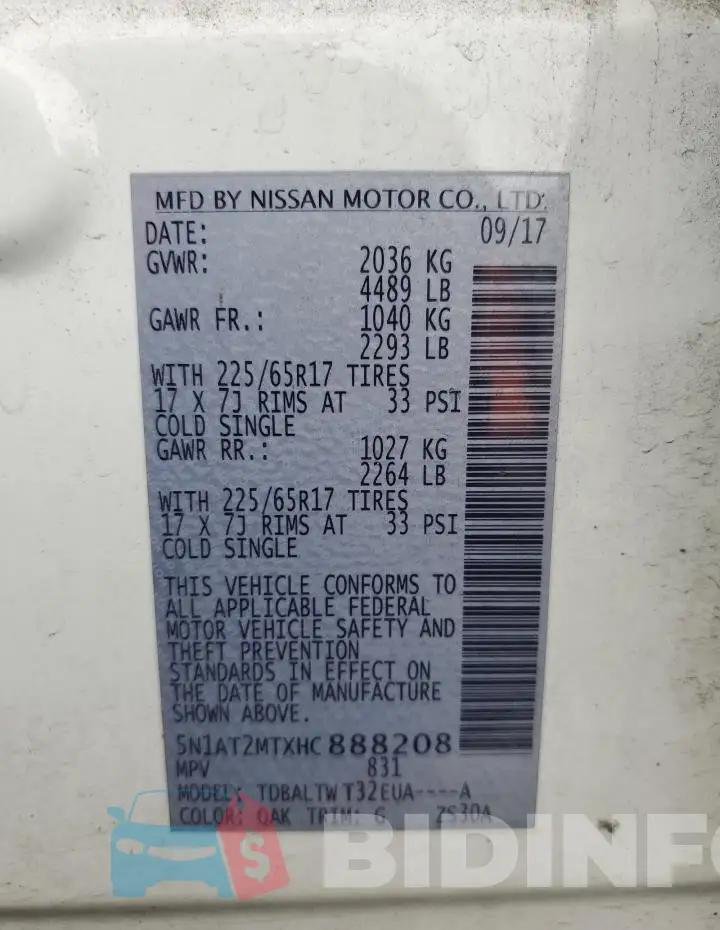 5N1AT2MTXHC888208 Photo# 13