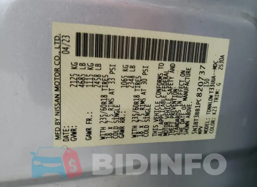 5N1BT3BB1PC820737 Photo# 14