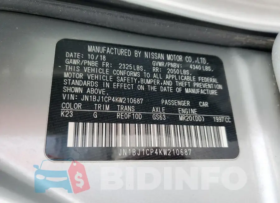 JN1BJ1CP4KW210687 Photo# 13