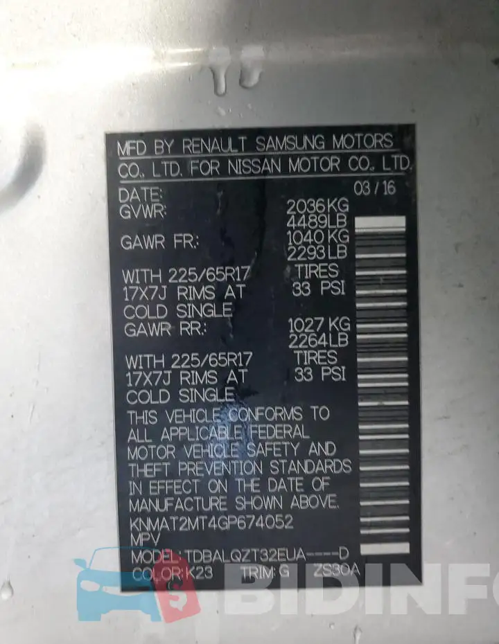 KNMAT2MT4GP674052 Photo# 12