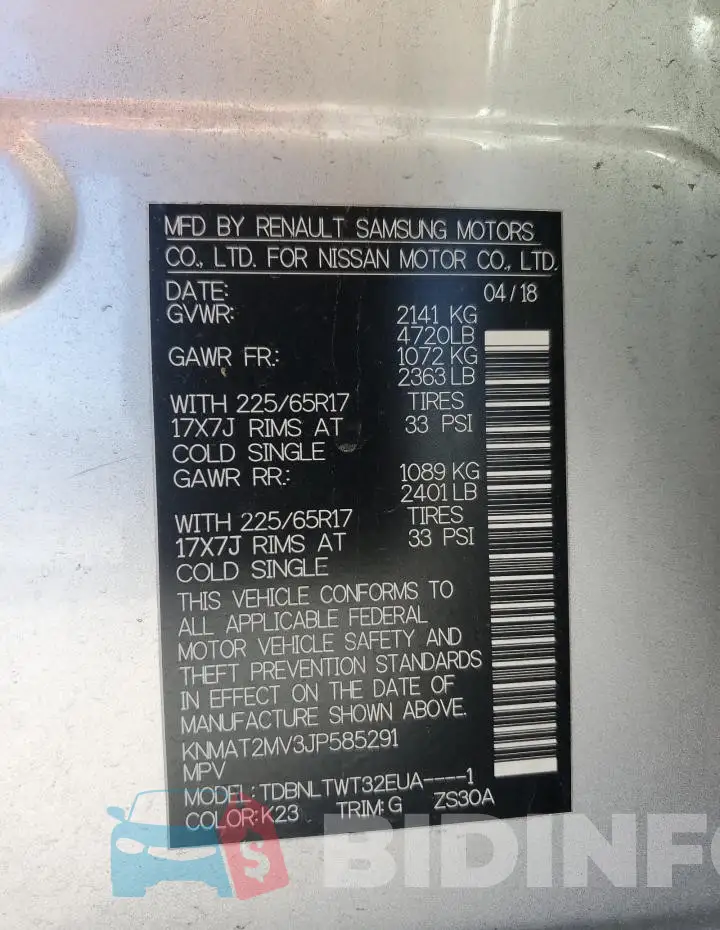 KNMAT2MV3JP585291 Photo# 13