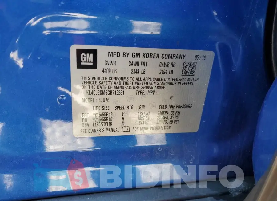 KL4CJ2SM5GB712261 Photo# 13