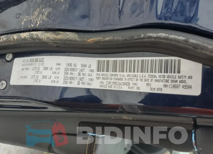 1C4PJMAB1GW194838 Photo# 13