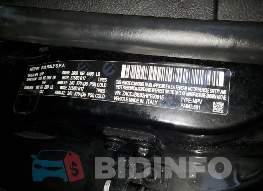 ZACCJBBB2HPE90015 Photo# 14