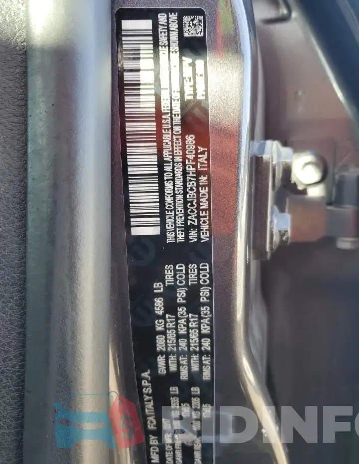 ZACCJBCB7HPF40986 Photo# 12