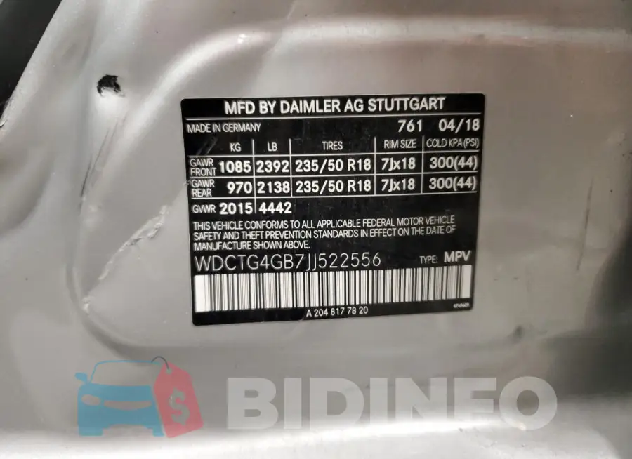 WDCTG4GB7JJ522556 Photo# 13