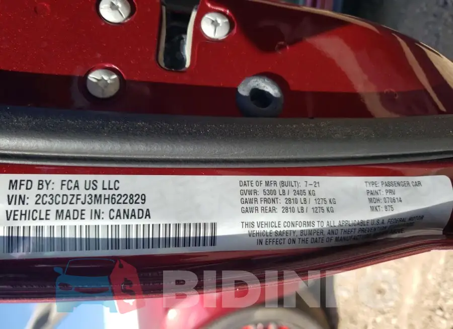 2C3CDZFJ3MH622829 Photo# 12