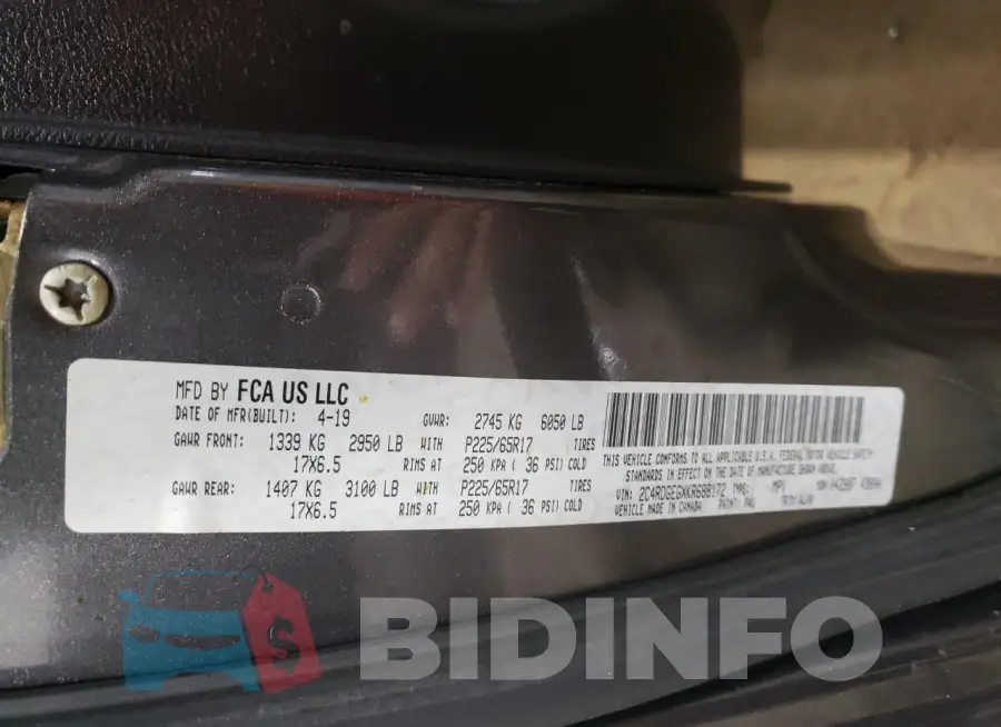 2C4RDGEGXKR688172 Photo# 14