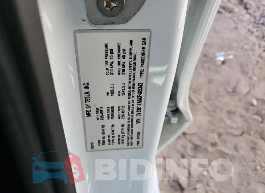 5YJ3E1EA5KF485343 Photo# 12