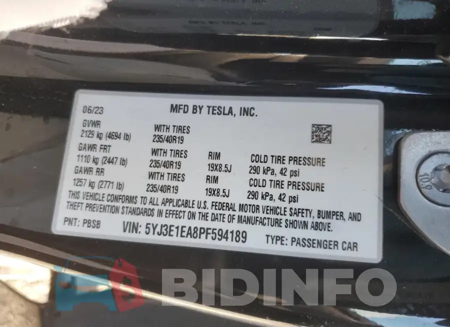 5YJ3E1EA8PF594189 Photo# 12