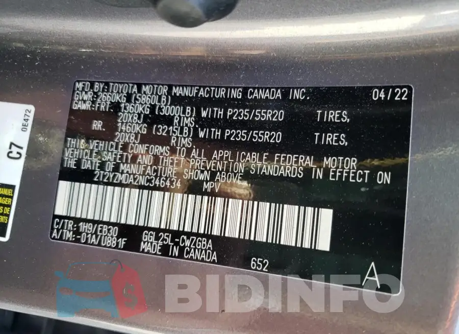 2T2YZMDA2NC346434 Photo# 14