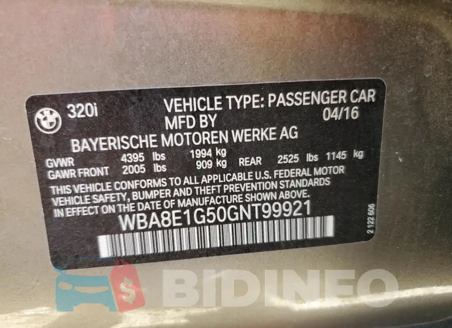 WBA8E1G50GNT99921 Photo# 12