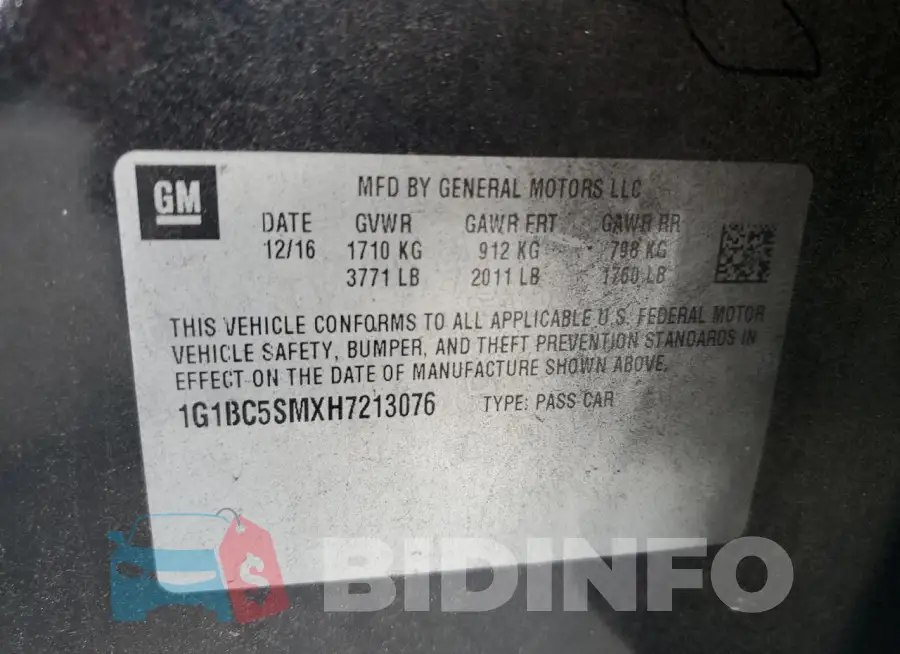 1G1BC5SMXH7213076 Photo# 12