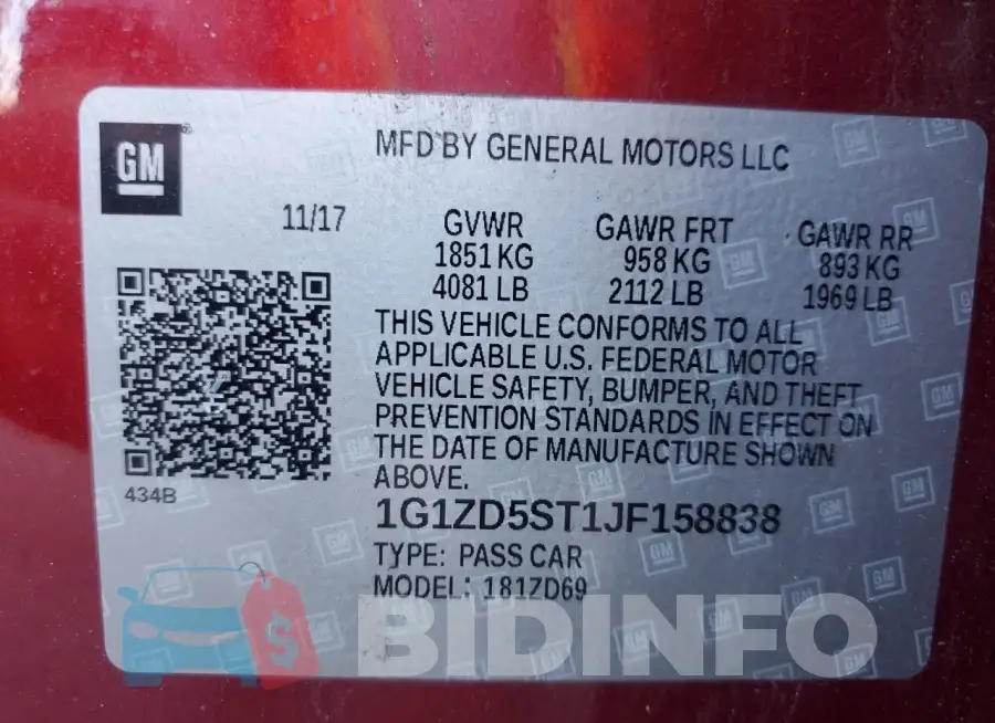 1G1ZD5ST1JF158838 Photo# 12
