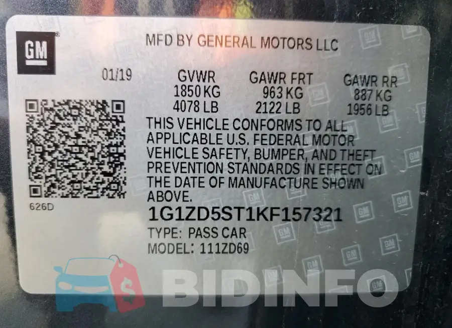 1G1ZD5ST1KF157321 Photo# 13