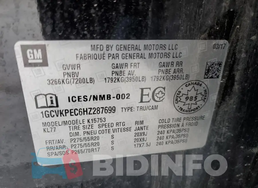 1GCVKPEC6HZ287699 Photo# 12