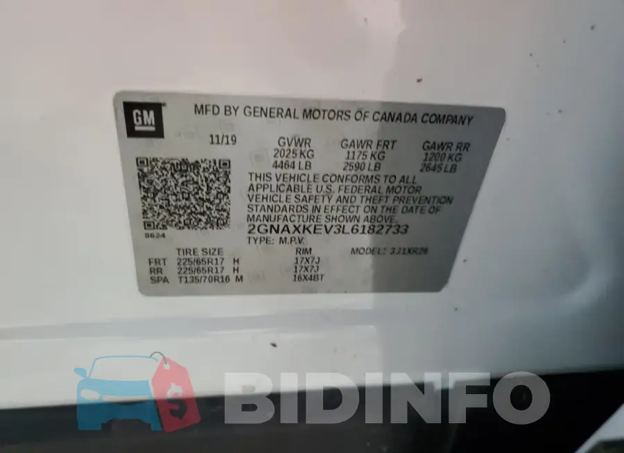 2GNAXKEV3L6182733 Photo# 14