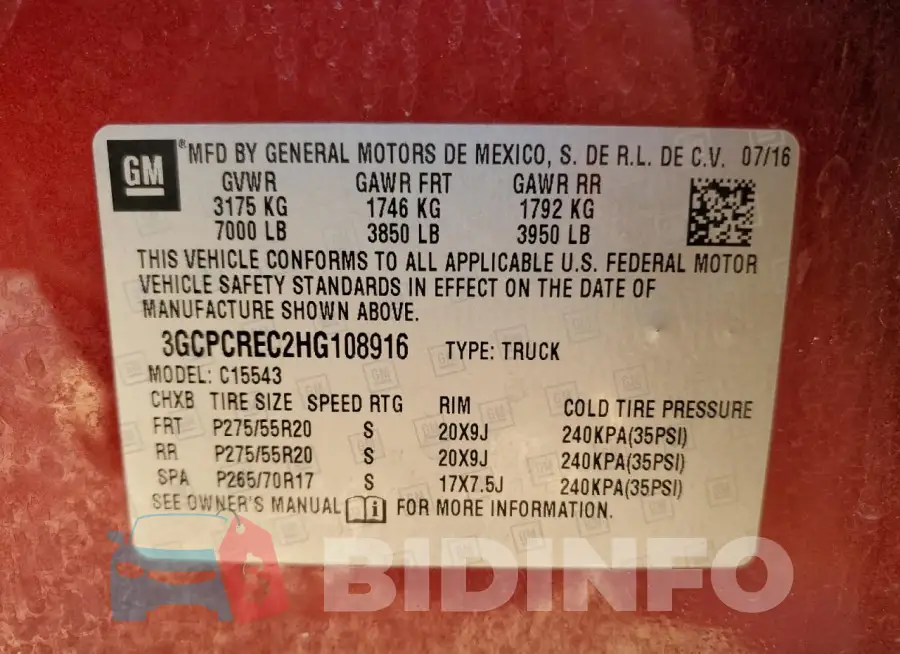 3GCPCREC2HG108916 Photo# 13