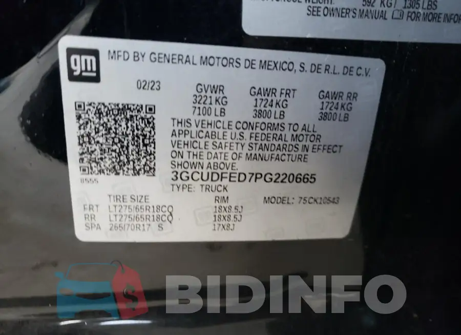 3GCUDFED7PG220665 Photo# 12