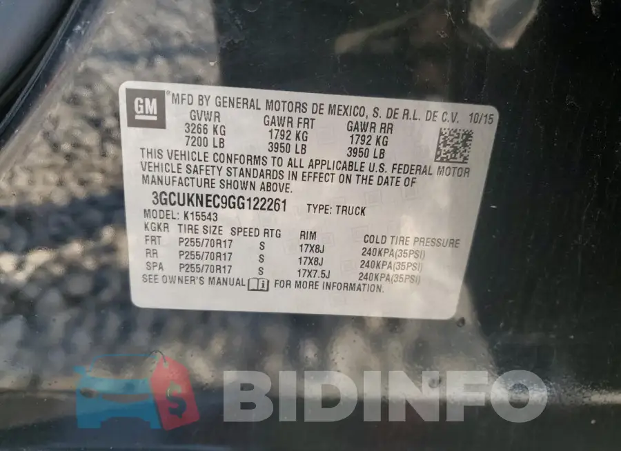 3GCUKNEC9GG122261 Photo# 12
