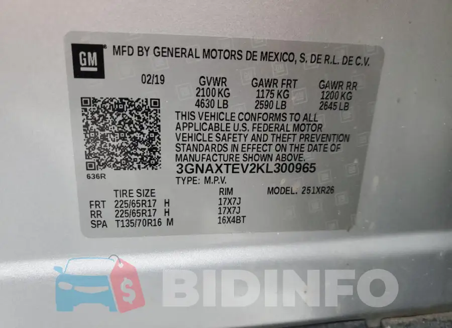 3GNAXTEV2KL300965 Photo# 13