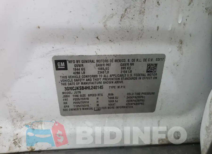 3GNCJKSB4HL240145 Photo# 13