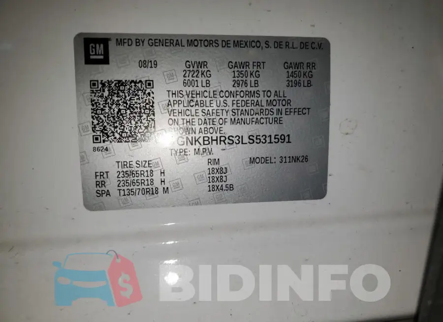 3GNKBHRS3LS531591 Photo# 13