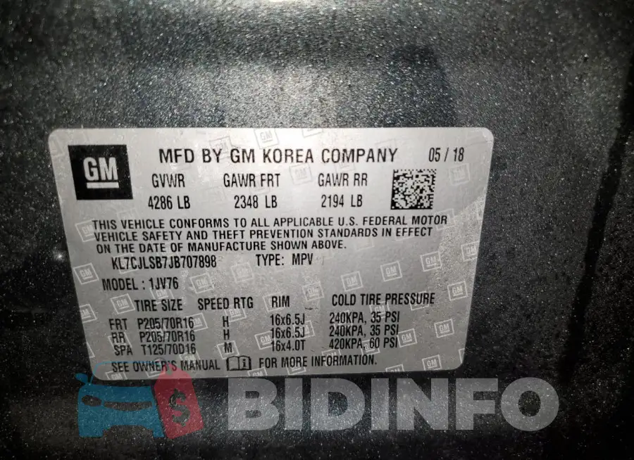 KL7CJLSB7JB707898 Photo# 13