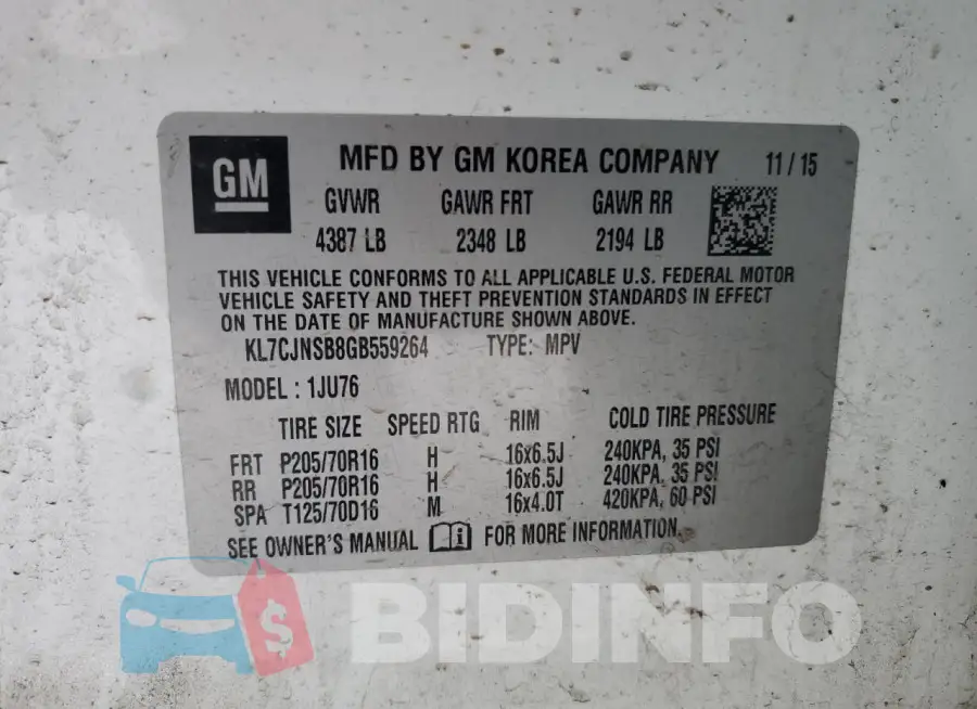 KL7CJNSB8GB559264 Photo# 13
