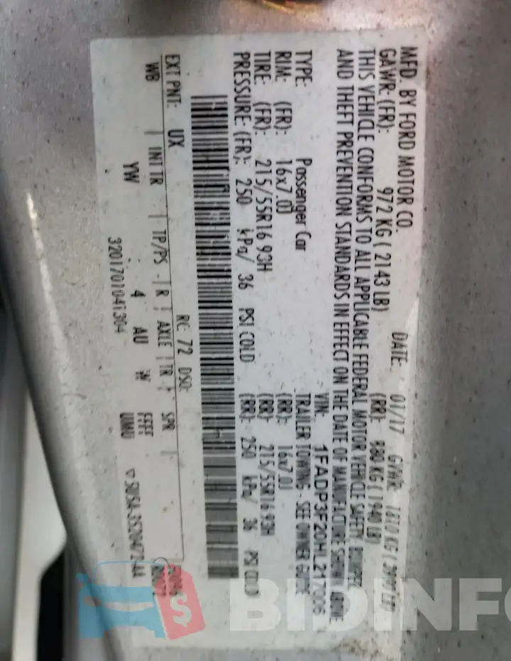 1FADP3F20HL217006 Photo# 12