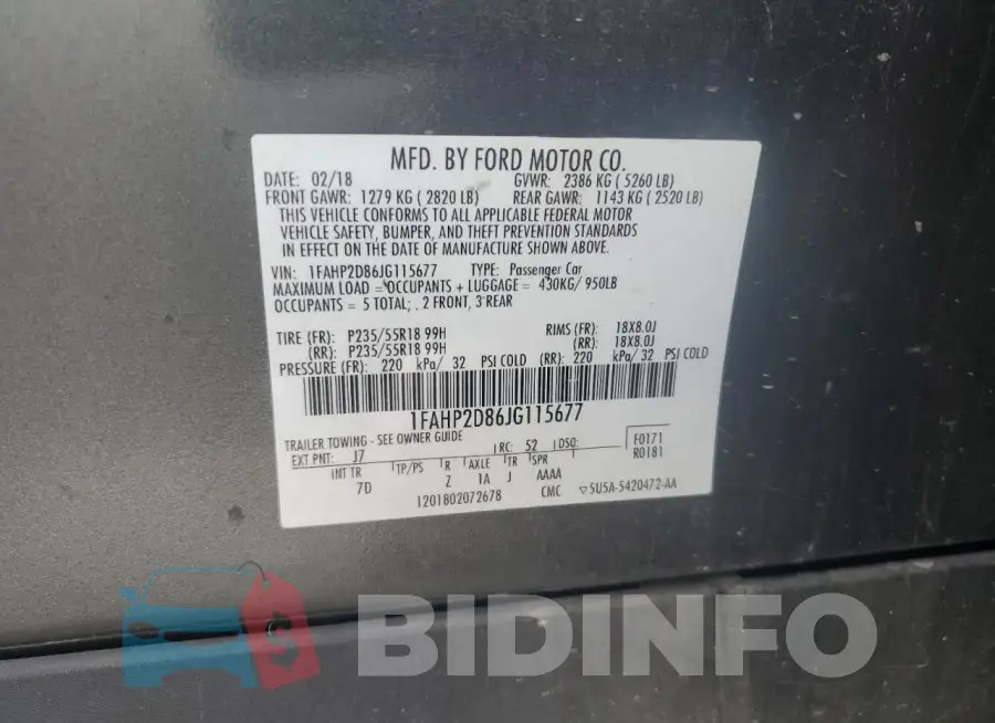 1FAHP2D86JG115677 Photo# 12