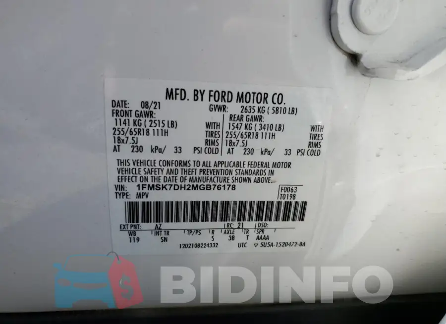 1FMSK7DH2MGB76178 Photo# 13