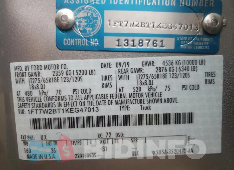 1FT7W2BT1KEG47013 Photo# 12