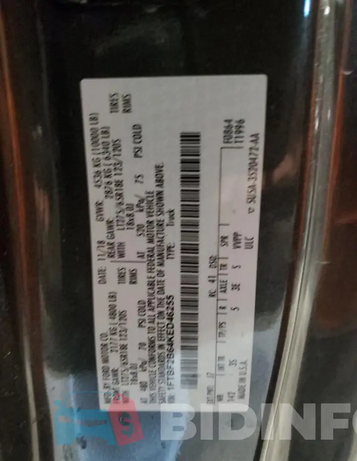 1FTBF2B64KED46255 Photo# 12