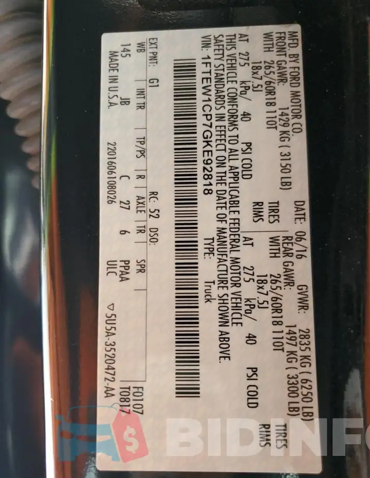 1FTEW1CP7GKE92818 Photo# 13