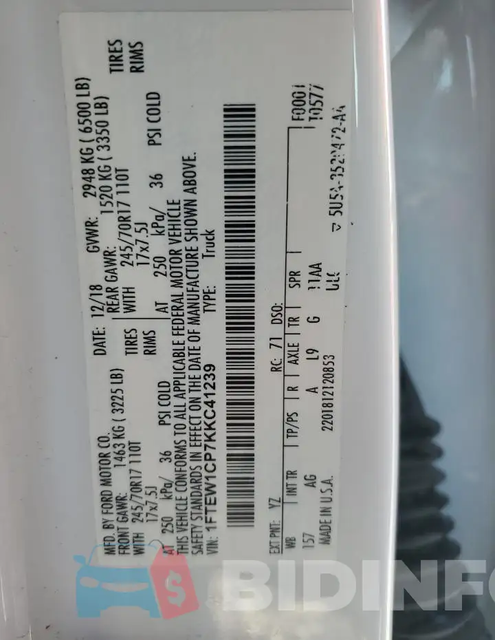 1FTEW1CP7KKC41239 Photo# 12