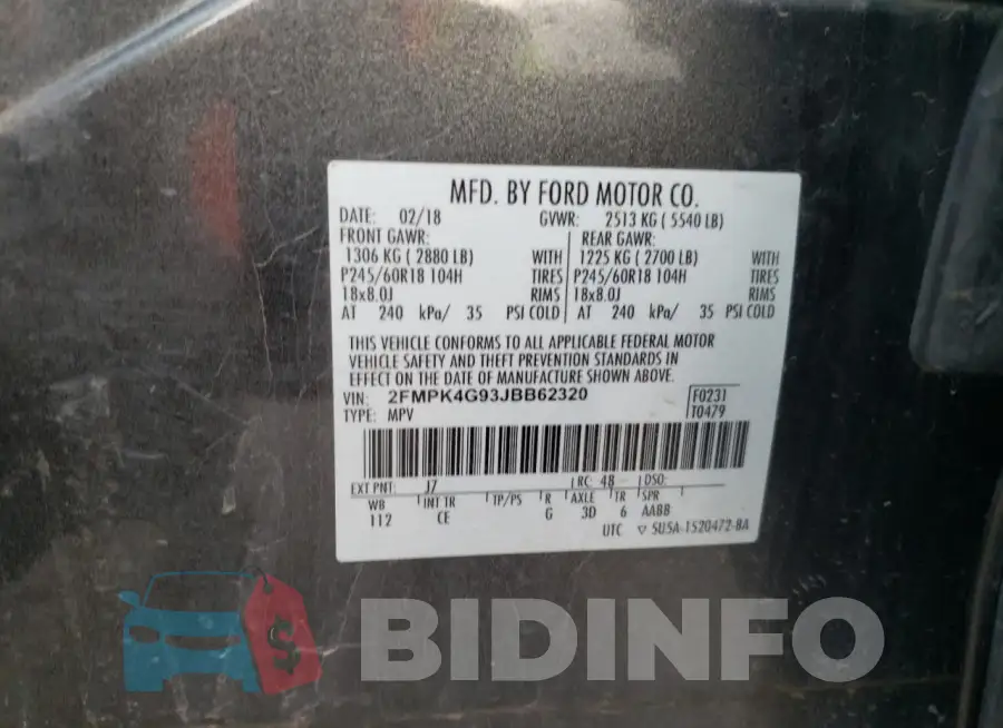 2FMPK4G93JBB62320 Photo# 14
