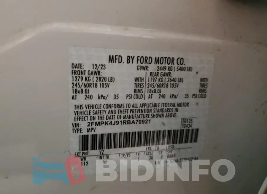 2FMPK4J91RBA70921 Photo# 14
