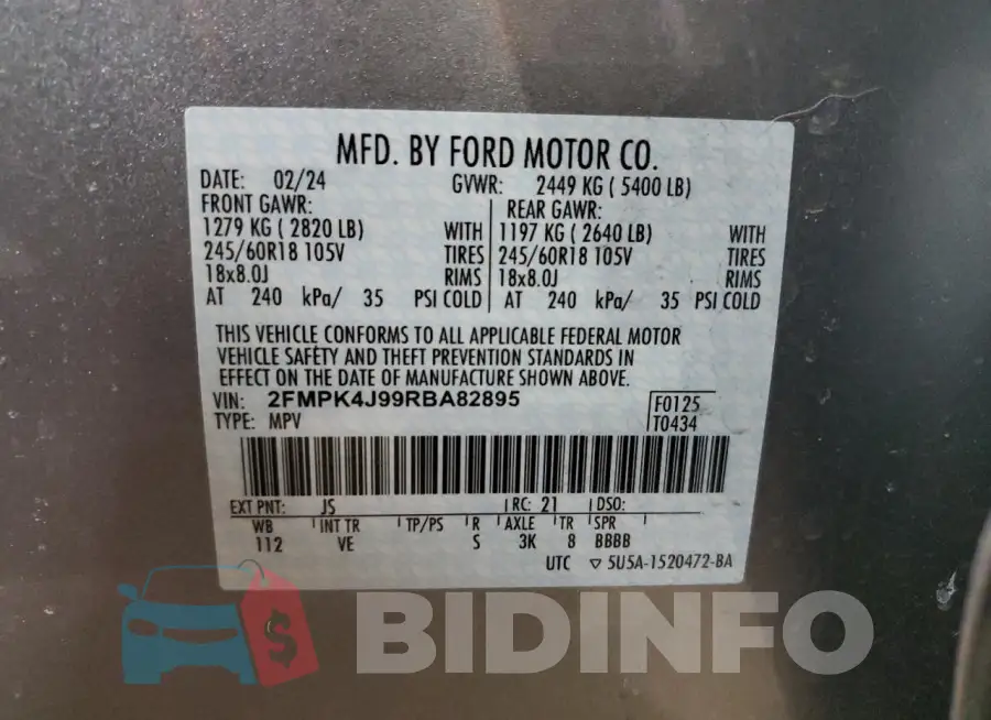 2FMPK4J99RBA82895 Photo# 13