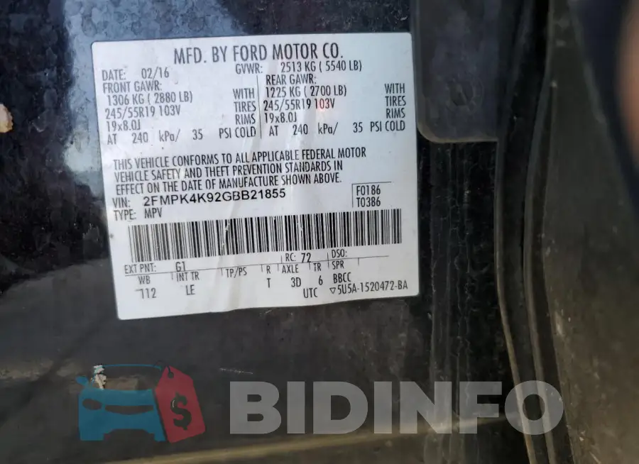 2FMPK4K92GBB21855 Photo# 13