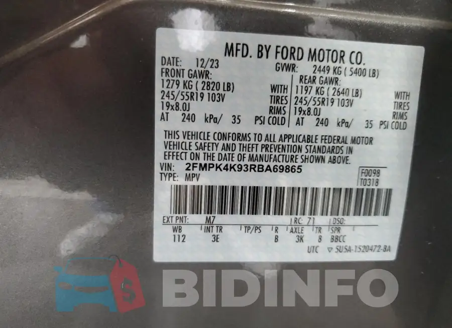 2FMPK4K93RBA69865 Photo# 14