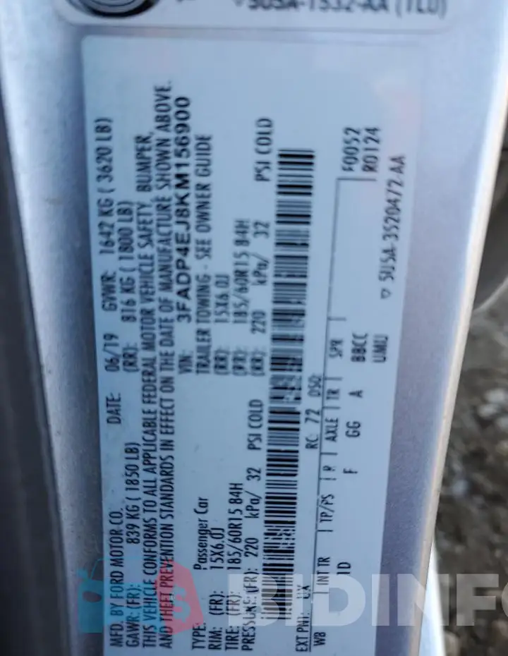 3FADP4EJ8KM156900 Photo# 14