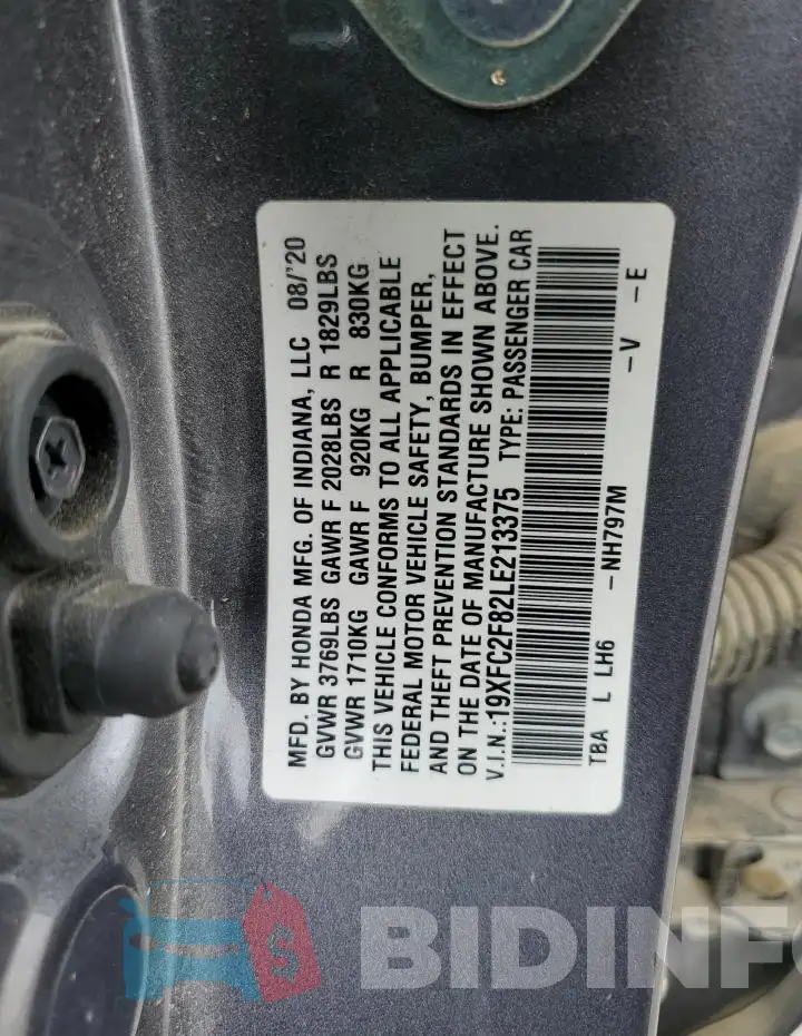 19XFC2F82LE213375 Photo# 13