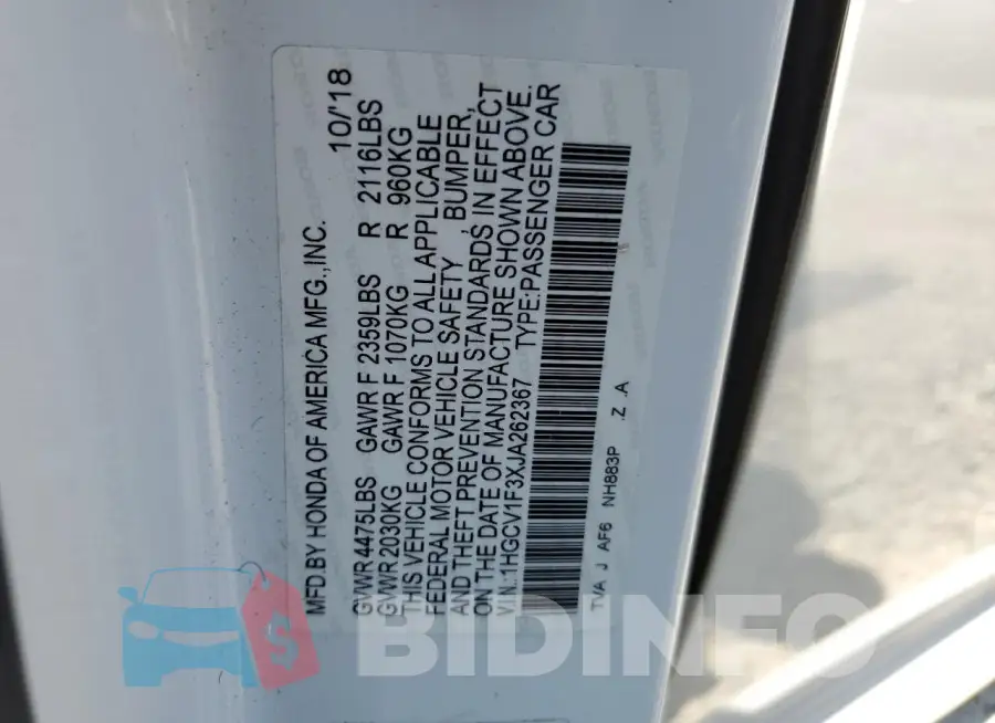 1HGCV1F3XJA262367 Photo# 13