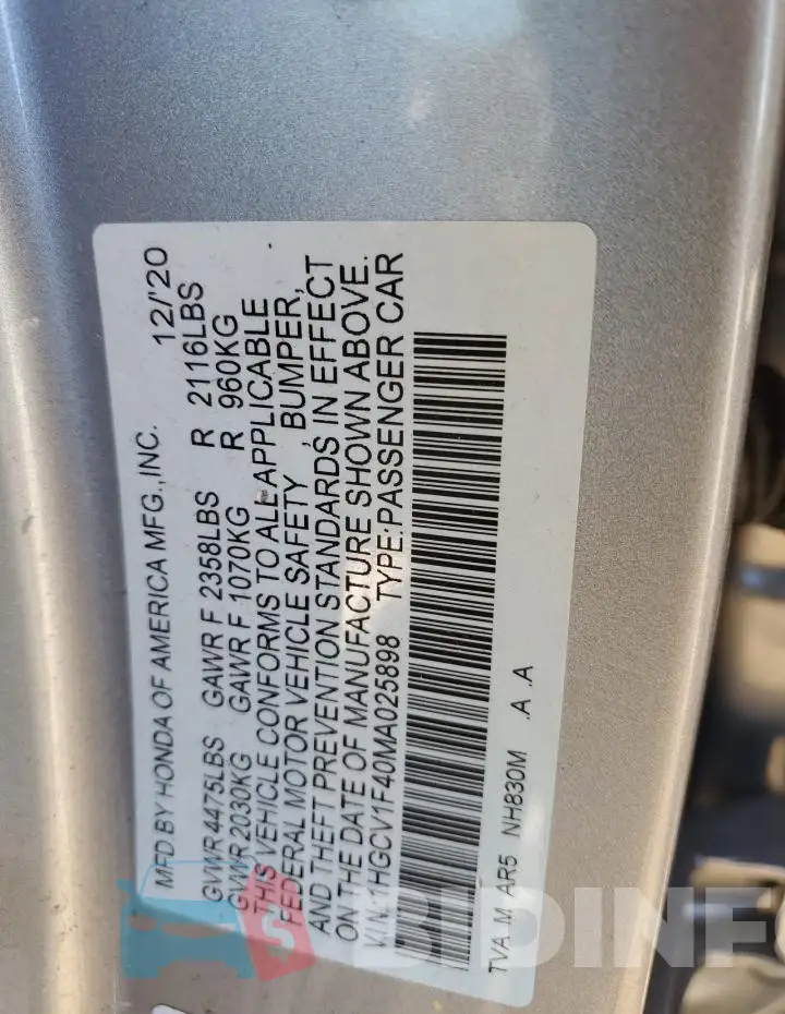 1HGCV1F40MA025898 Photo# 12