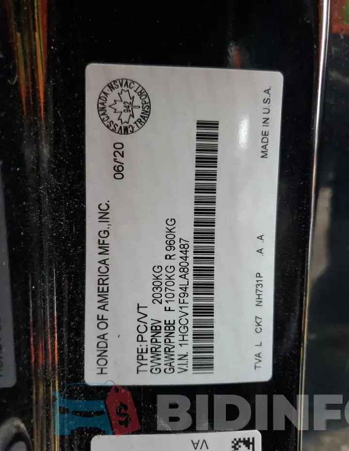 1HGCV1F94LA804487 Photo# 13