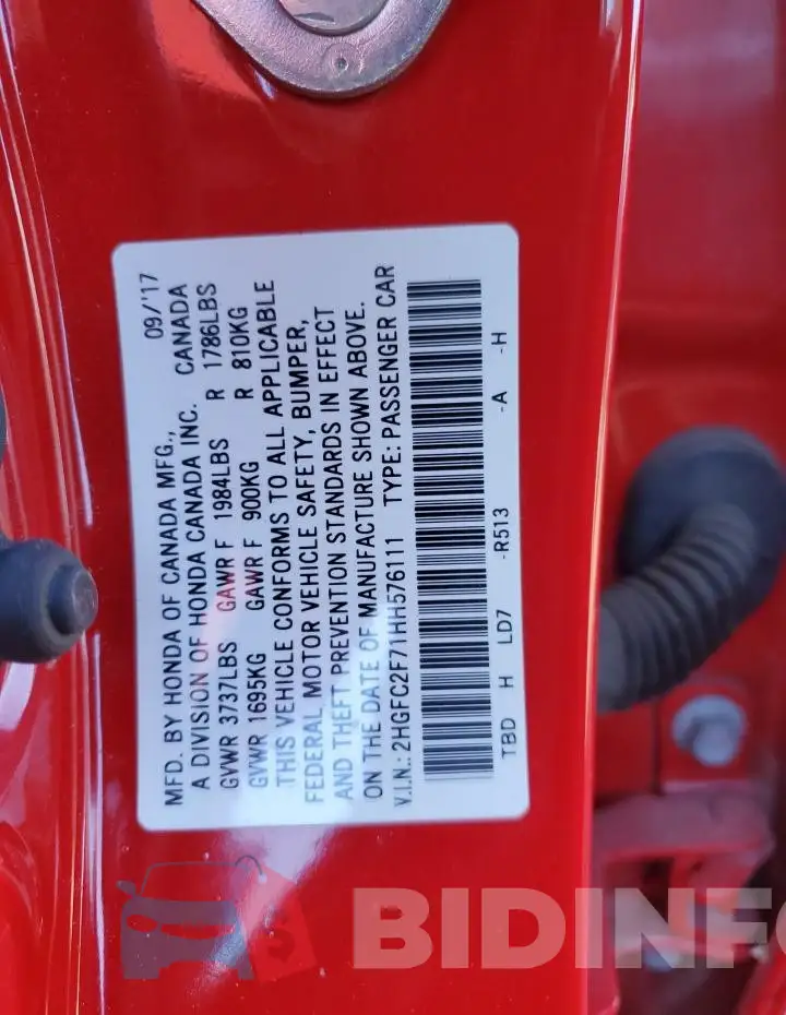 2HGFC2F71HH576111 Photo# 12