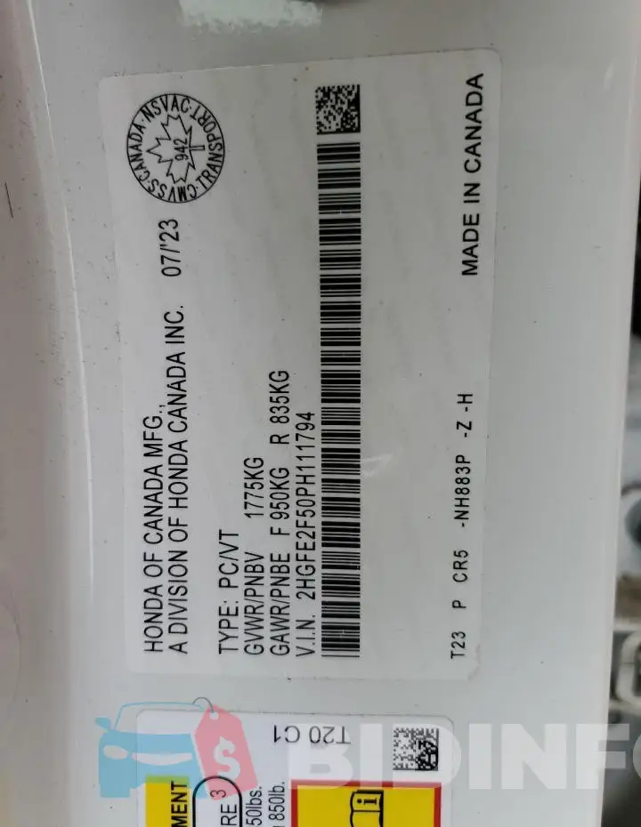 2HGFE2F50PH111794 Photo# 12
