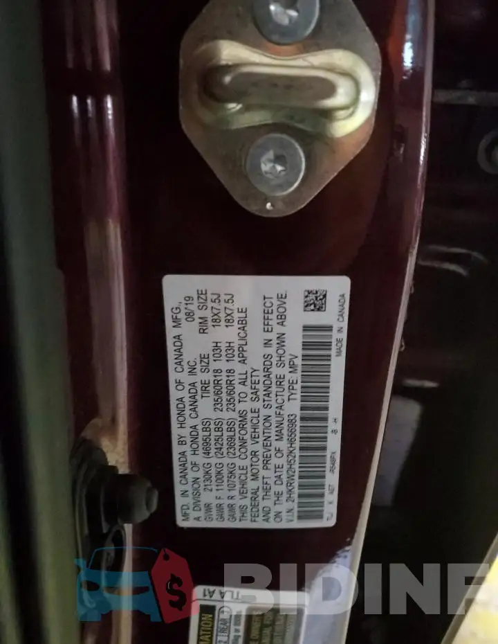 2HKRW2H52KH656983 Photo# 13